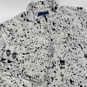 USA Palm Mens 3XL Quarter Zip Pullover White Black Paint Splatter Performance